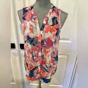 NYDJ Women's Sleeveless Multi Color Pintuck Top Size PS Travel Business Vacation